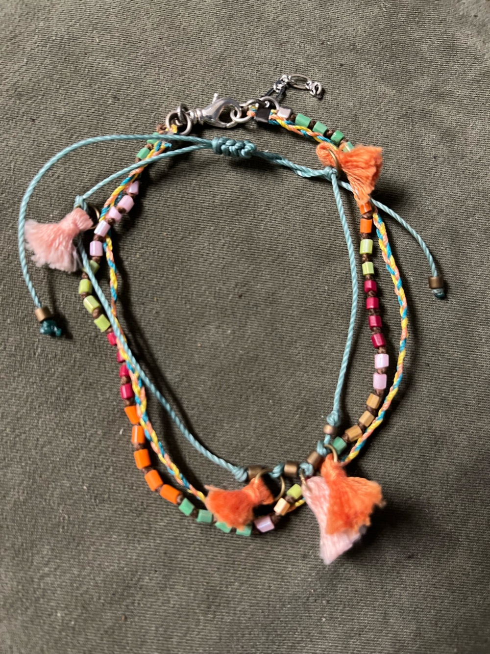 Colorful Beaded Tassel ankle Bracelet Set